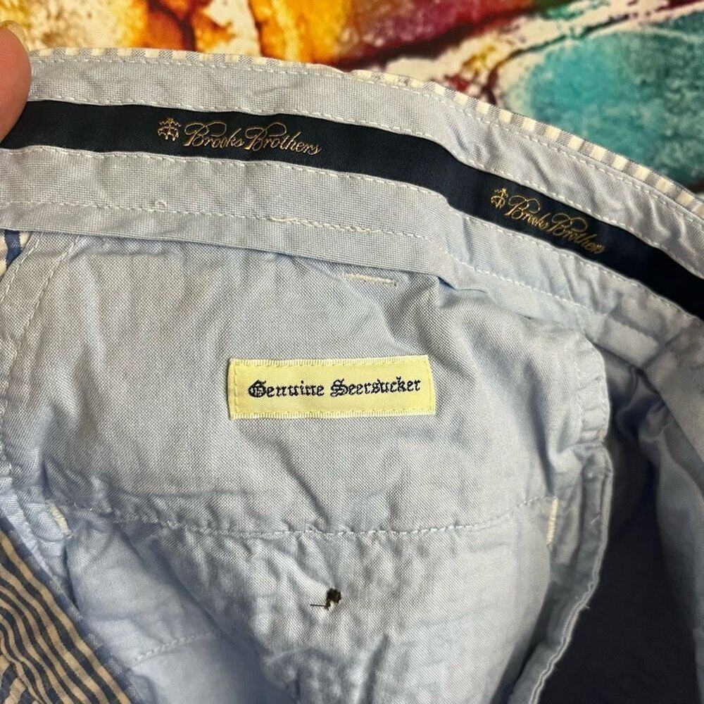 Brooks Brothers Genuine Seersucker Bermuda Short Size 36 Cotton Shorts Blue Whit - Picture 6 of 7